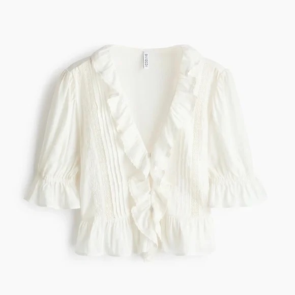 Zara Tops - Zara White Ruffled Blouse